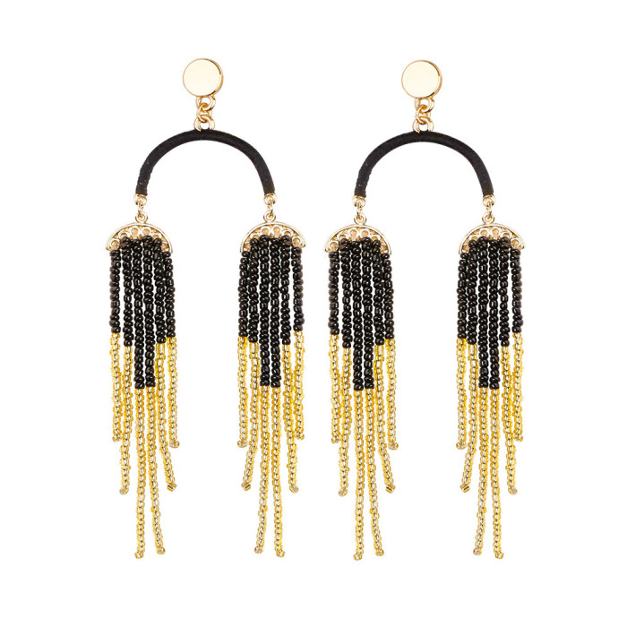 Bohemian Handwoven Bear Earrings Christmas Cartoon Cute Playful Lightweight Niche Seed Bead Earrings