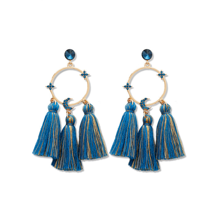 Ethnic Style Tassel Earrings Bohemian Style Large Circle Handmade Niche Temperament Women's Stud Earrings Handmade