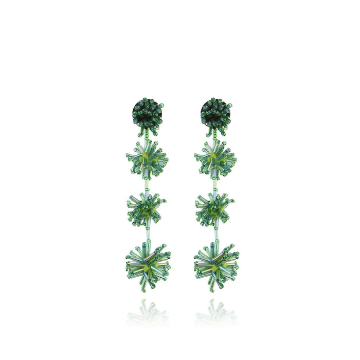 Star Exaggerated Personality Earrings for Women Slimming Long Tassel Beaded Earrings Handmade DIY Woven Flower Stud Earrings