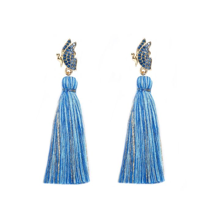 Cross-Border Original Handmade Beaded Hollow Wooden Beads Vintage Earrings European and American Ethnic Style Stainless Steel Ear Studs Tassel Earrings