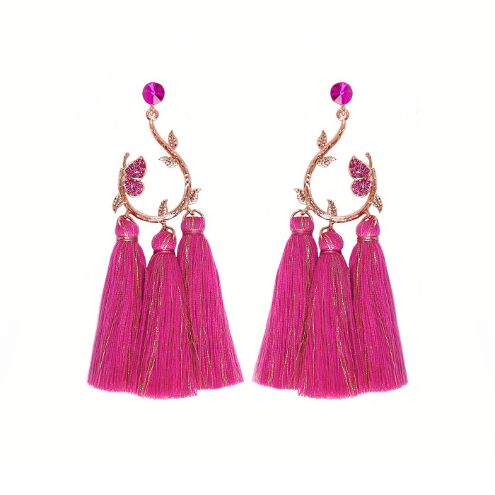 Intangible Cultural Heritage Handcraft Woven Tassel Earrings Retro Ethnic Style Autumn Winter Hot Sale Rice Bead Mapl...