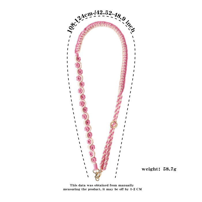 New Phone Lanyard Adjustable Rose Flower Long Hand-Woven Bohemian Personality Bag Lanyard, Jewelry