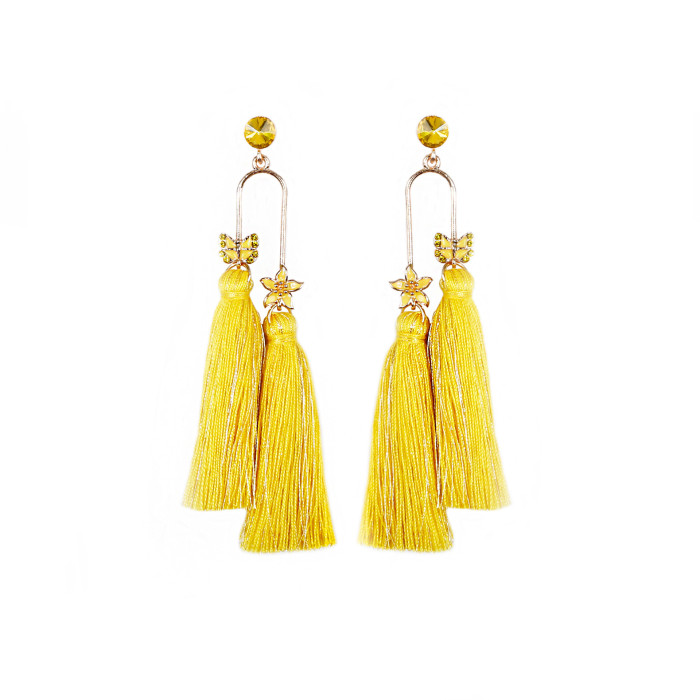 New Heart-shaped Earrings European and American Bohemian Retro Ethnic Style Heart Tassel Earrings Elegant Ethnic Style Earrings