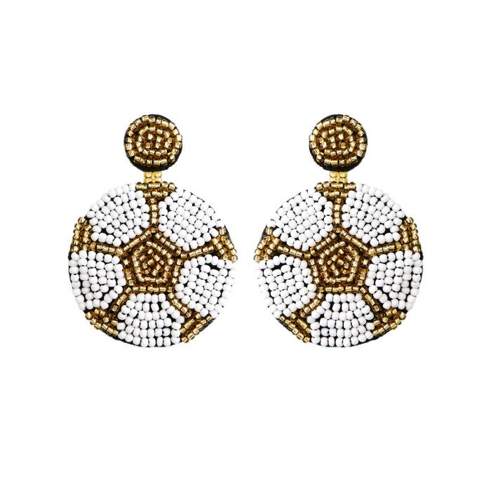 Bohemian Fashion Creative Football Earrings for Women INS Sports Style Handmade Beaded Earrings Wholesale Tassel