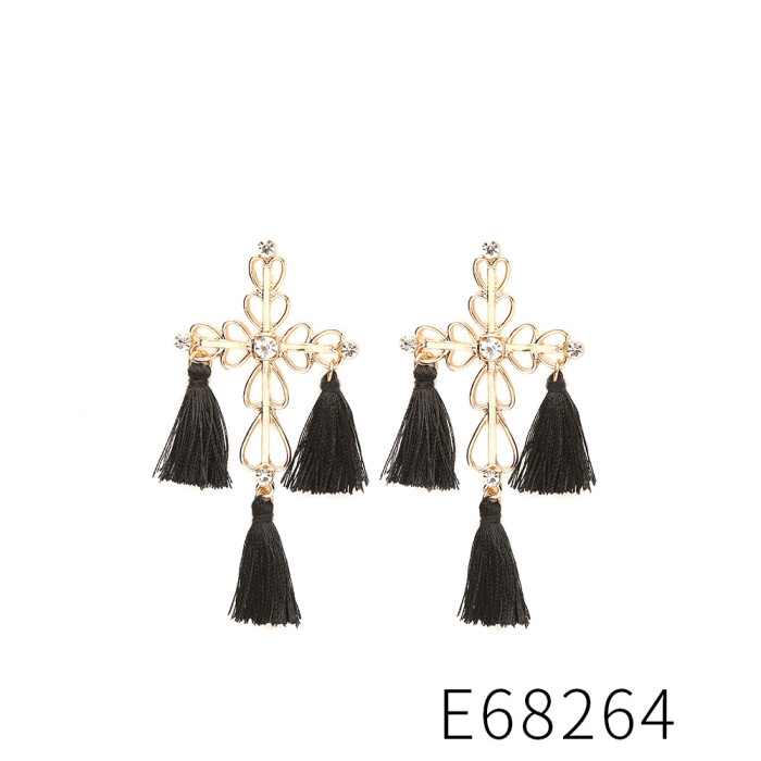 Earrings Simple Autumn Winter High-end Long Zirconia Stud Earrings European American Style Asymmetric Tassel Earrings for Women