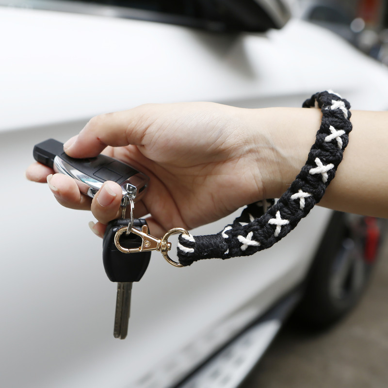 European and American Creative Intangible Cultural Heritage Handwoven Wrist Strap Keychain Halloween Retro High-end Feel Phone Chain Accessory