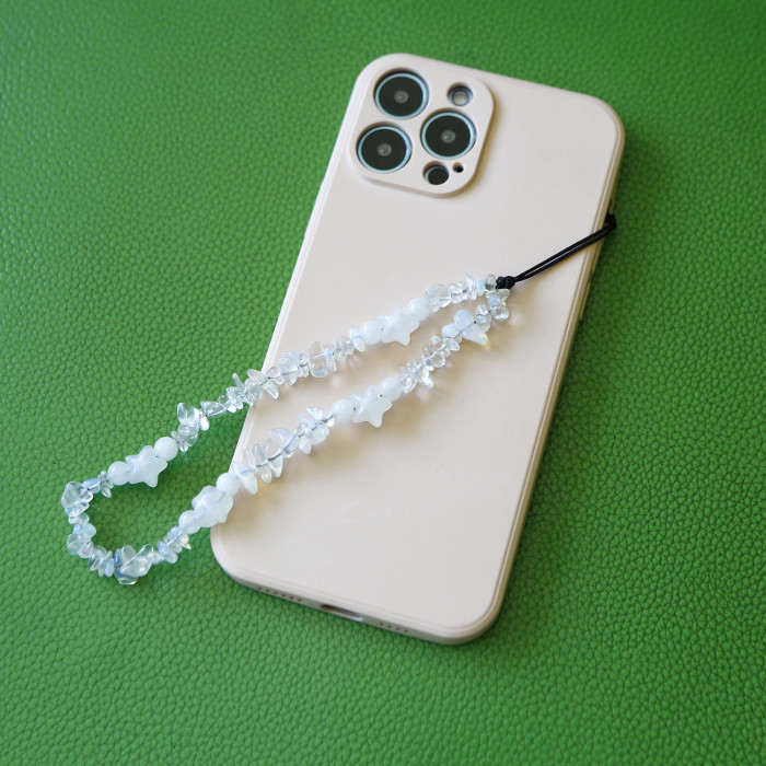 Handmade Beaded Phone Charm INS Amazon Personalized Crushed Stone Pearl Pentagram Crystal Phone Strap, Jewelry