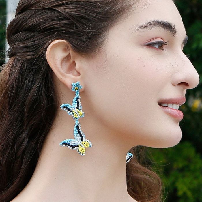 2025 New Vibrant Spring Summer Butterfly Earrings Original Design Fashion Versatile Pastoral Style Seed Bead Earrings