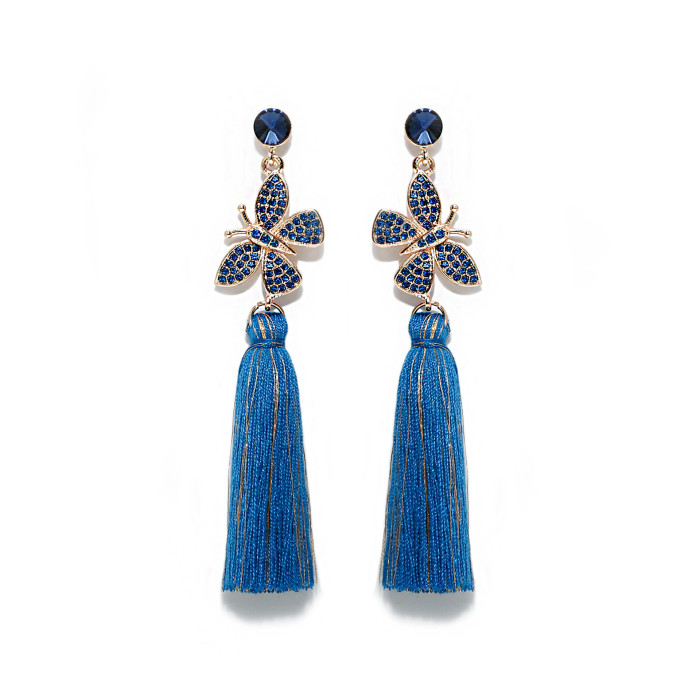 Cross-Border Original Handmade Beaded Hollow Wooden Beads Vintage Earrings European and American Ethnic Style Stainless Steel Ear Studs Tassel Earrings