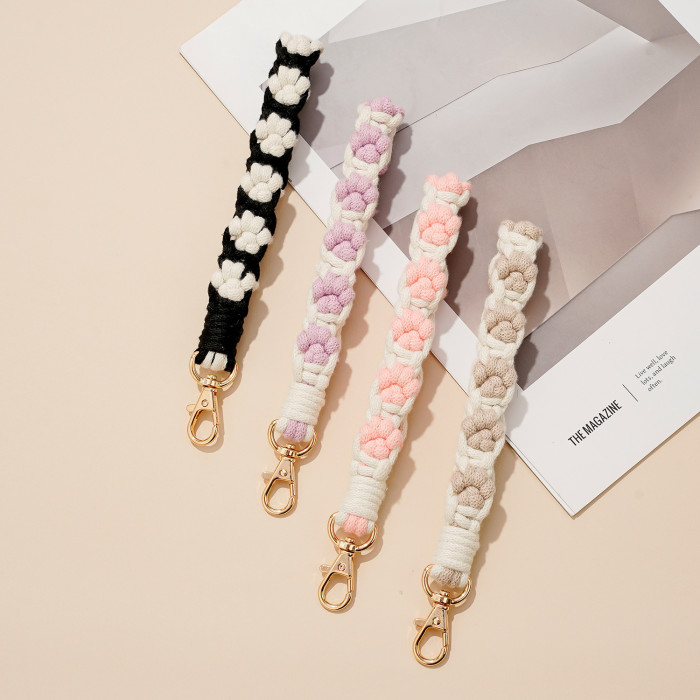 New Creative Cat Paw Hand-Woven Wrist Strap Pendant Fashion Personality Accessory Phone Lanyard for Women, Necklaces