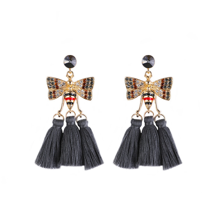 Intangible Cultural Heritage Handcraft Woven Tassel Earrings Retro Ethnic Style Autumn Winter Hot Sale Rice Bead Mapl...