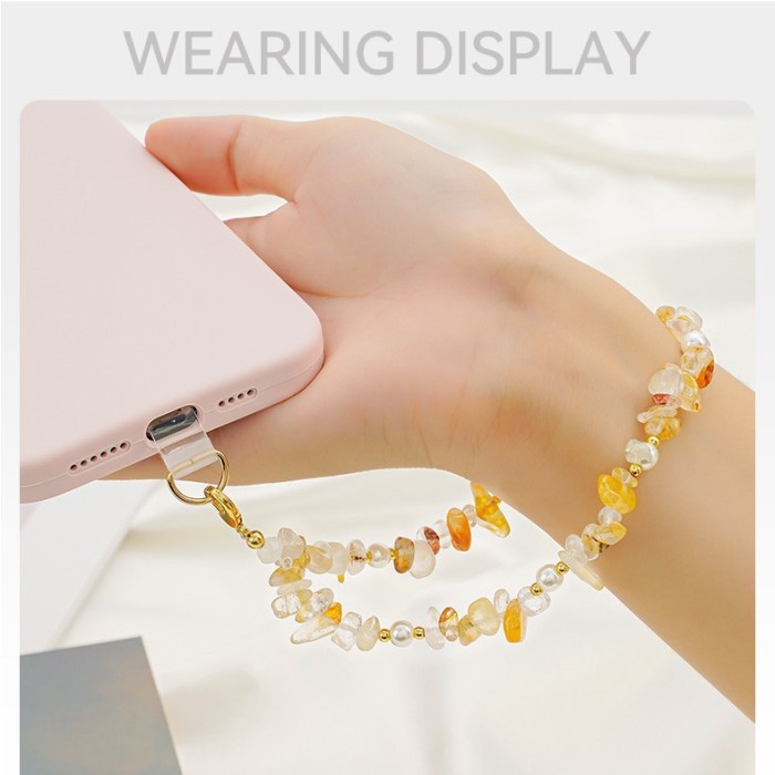 New Short Wrist Hanging Chain Phone Lanyard Fashion OL Pearl Crushed Stone Creative Anti-Lost Beaded Phone Chain, Nec...