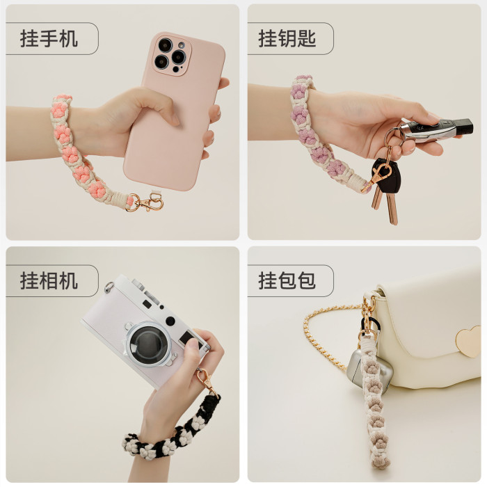 New Creative Cat Paw Hand-Woven Wrist Strap Pendant Fashion Personality Accessory Phone Lanyard for Women, Necklaces