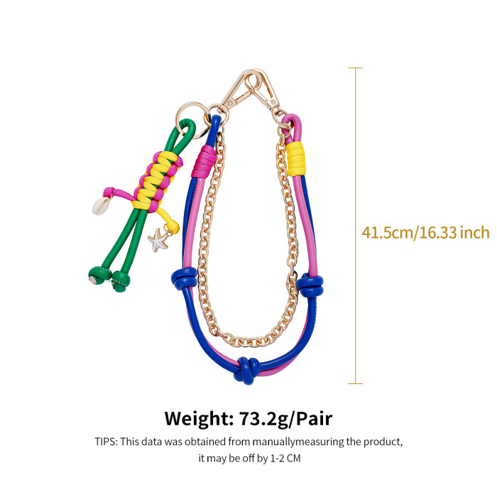 High-Quality New Bag Charms Leather PU Handmade Rope Braided Chain Sun Miu Series Bag Charms for Women, Necklaces