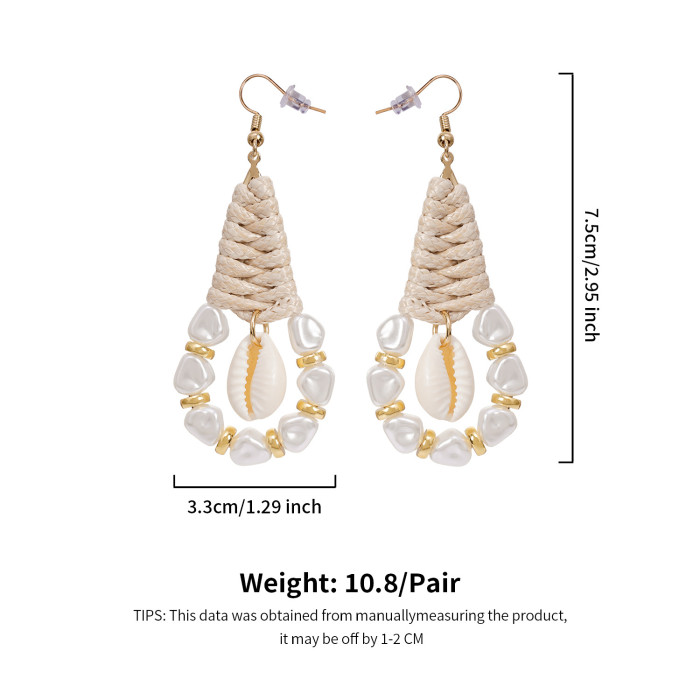 New Bohemian Vacation Style Natural Conch Pearl Earrings Beach High-End Light Luxury Water Drop Earrings for Women