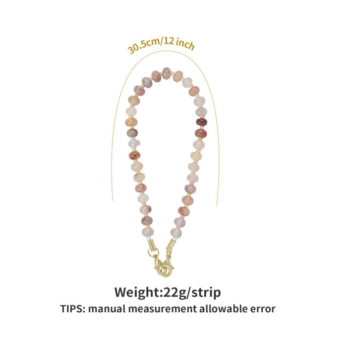 New Natural Stone Phone Chain Donut Dopamine High-End Ins Style Handmade Beaded Phone Chain, Necklaces