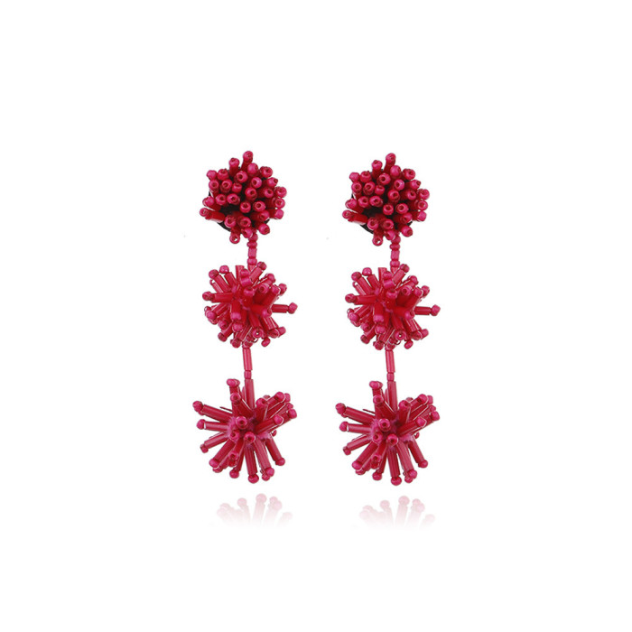 Bohemian Handwoven Bear Earrings Christmas Cartoon Cute Playful Lightweight Niche Seed Bead Earrings