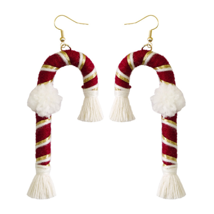 European and American Christmas Earrings Personality Foreign Trade Cartoon Bohemian Tassel Woven Handmade Santa Claus Earrings