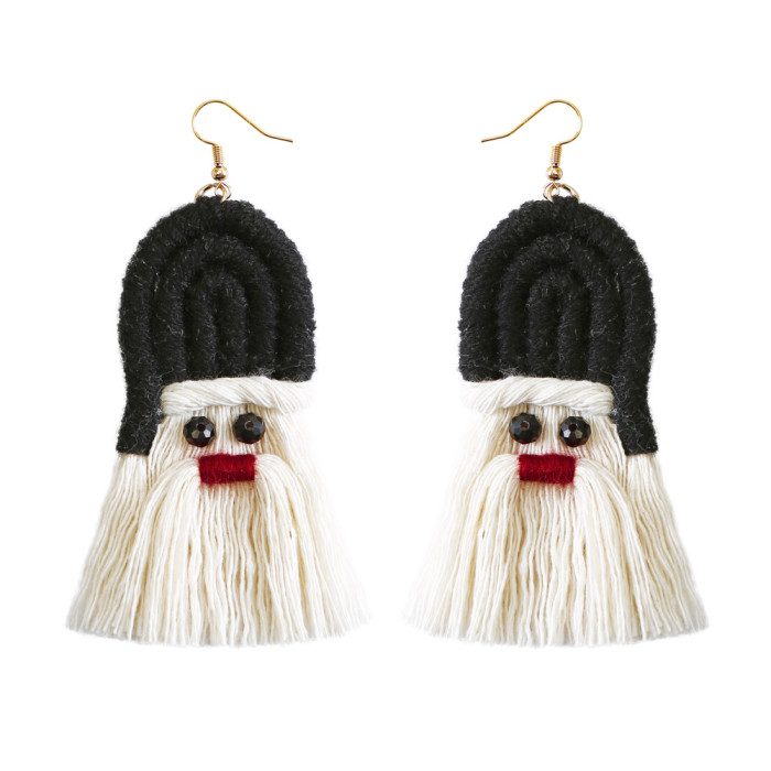 European and American Christmas Earrings Personality Foreign Trade Cartoon Bohemian Tassel Woven Handmade Santa Claus Earrings