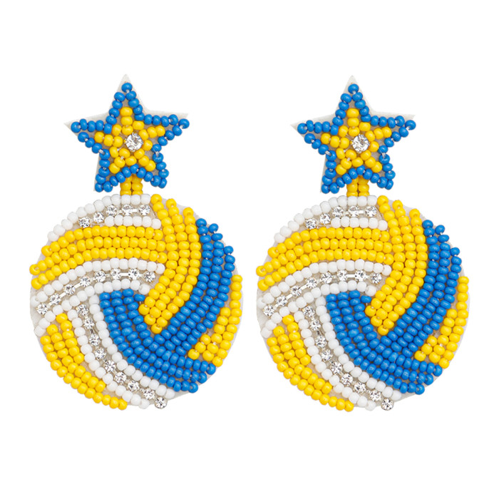 Creative Cross-Border New Handmade Beaded Design Sports Earrings Studs American Football Rugby Rice Bead Earrings