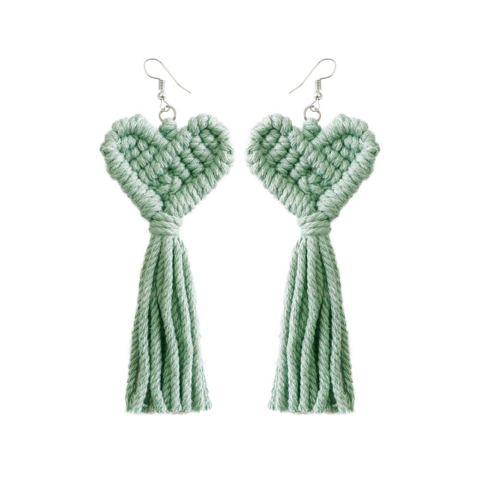 New Heart-shaped Earrings European and American Bohemian Retro Ethnic Style Heart Tassel Earrings Elegant Ethnic Style Earrings