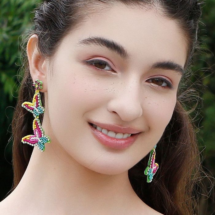 2025 New Vibrant Spring Summer Butterfly Earrings Original Design Fashion Versatile Pastoral Style Seed Bead Earrings