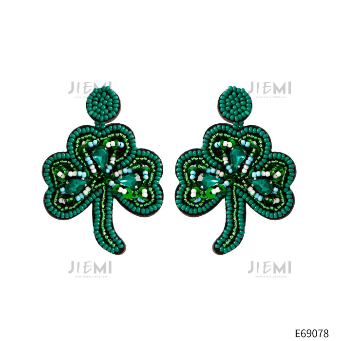 Exaggerated Retro Woven Bead Earrings Handmade DIY Wholesale Bohemian Beaded Elegant Flower Tassel Earrings