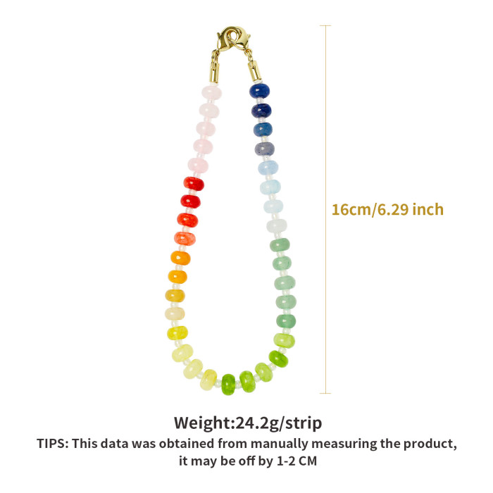 New Natural Stone Phone Chain Donut Dopamine High-End Ins Style Handmade Beaded Phone Chain, Necklaces