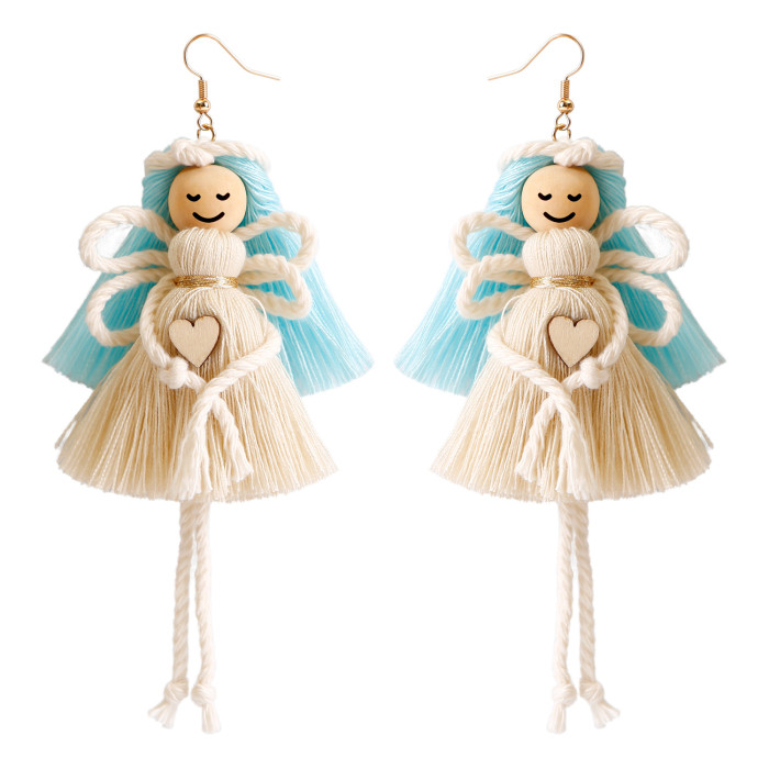 New Heart-shaped Earrings European and American Bohemian Retro Ethnic Style Heart Tassel Earrings Elegant Ethnic Style Earrings