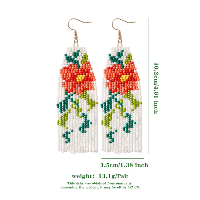 Jamie 2024 Vibrant Spring Summer Lily Flower Earrings Handwoven Pastoral Style Fashion Versatile Exquisite Seed Bead...