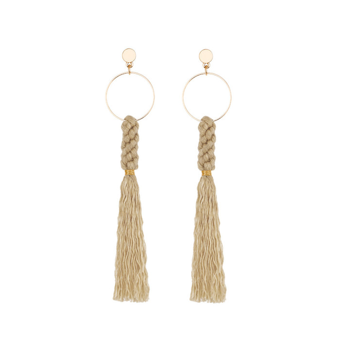 New Heart-shaped Earrings European and American Bohemian Retro Ethnic Style Heart Tassel Earrings Elegant Ethnic Style Earrings