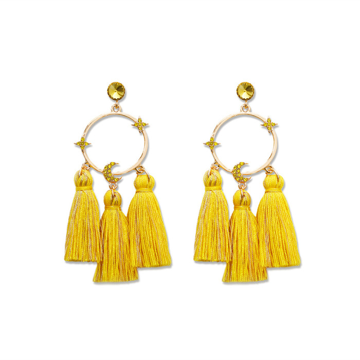 Ethnic Style Tassel Earrings Bohemian Style Large Circle Handmade Niche Temperament Women's Stud Earrings Handmade