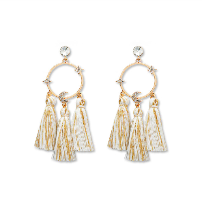 Ethnic Style Tassel Earrings Bohemian Style Large Circle Handmade Niche Temperament Women's Stud Earrings Handmade