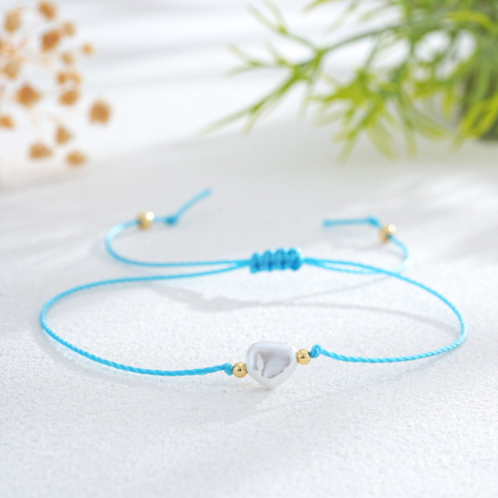 Minimalist Colorful Red Rope Woven Bracelet for Women, Ins Style Imitation Pearl Hand Jewelry, Friendship Rope, Best...
