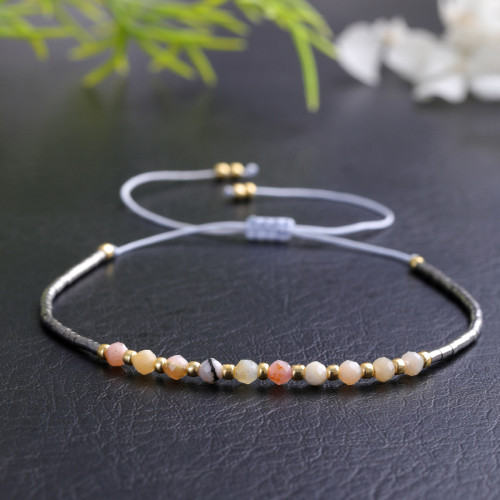 Women's Elegant Natural Stone Bracelet Pink Quartz Beads Simple Woven Jewelry Couple Best Friend Gift Fashion Bracelet