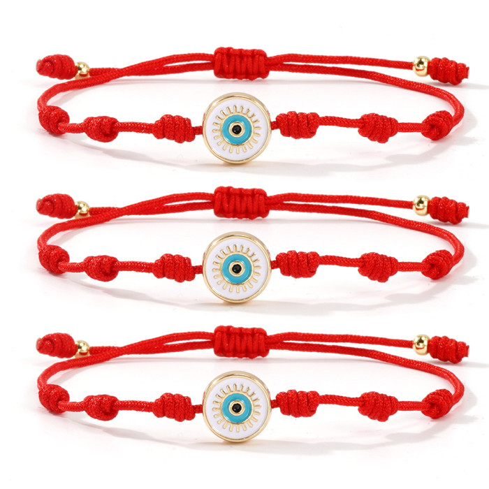 INS Same Style Red Rope Blue and White Eye Beaded Bracelet Retro Versatile Unisex Fashion Red Rope Bracelet