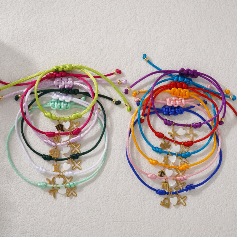 Ins Style Niche Colorful Woven Bracelet Heart Cross Pendant Cross-Border Hot-Selling Exquisite Jewelry Bracelet for Women