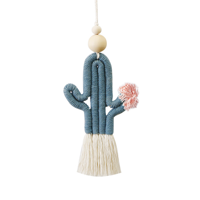 Green Plant Cactus Keychain Bohemian Beaded Handwoven High-end Bag Pendant, Necklaces