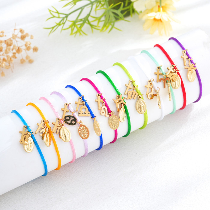 Hot-Selling Fashion Woven Bracelet with Cross and Virgin Mary Pattern, Style Personalized Bracelet, Export Hot-Sellin...