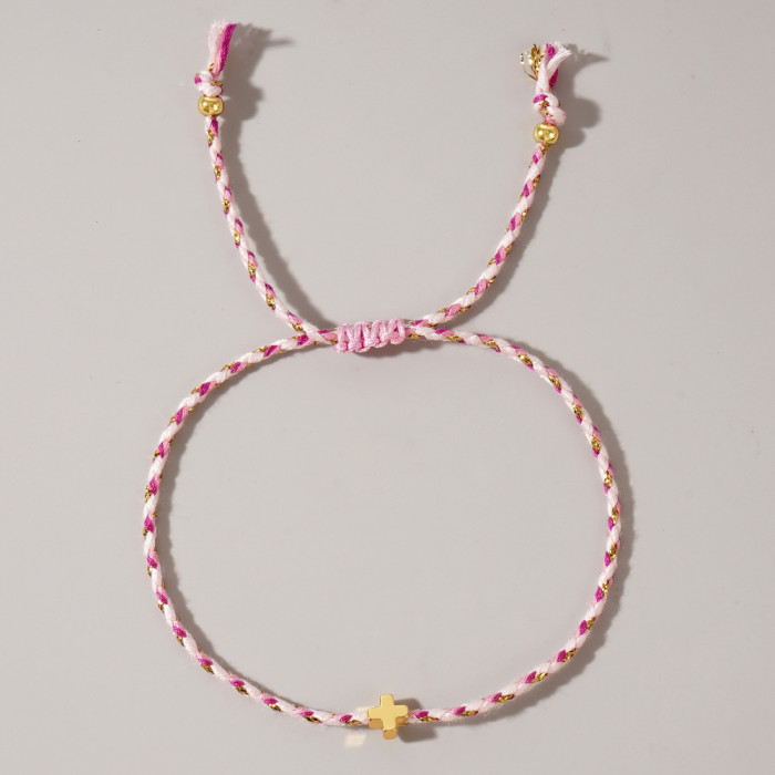 Dragon Boat Festival Handmade Braided Color Rope Bracelet Four Colors Good Luck Copper Cross Cotton Rope Hand Ornamen...