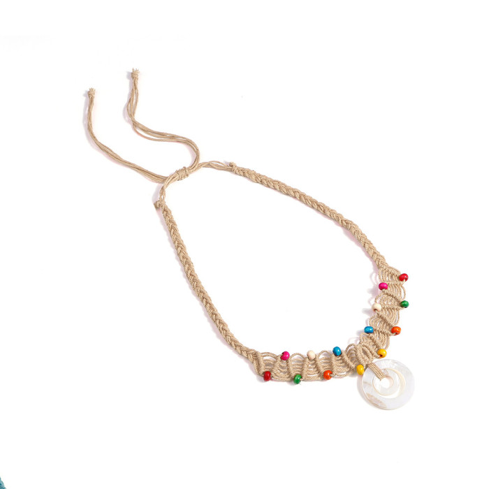 Handmade Wooden Beads Silicone Stone Neck Hanging Necklace Wrist Phone Tag INS Style Hanging Rope Pendant Natural INS...