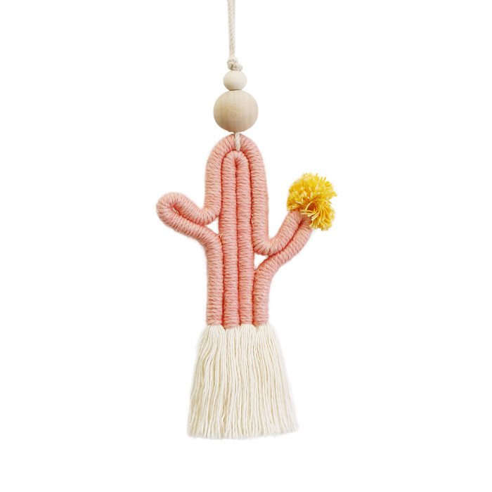 Green Plant Cactus Keychain Bohemian Beaded Handwoven High-end Bag Pendant, Necklaces
