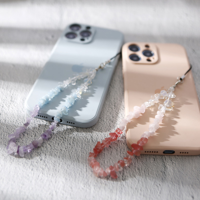 Natural Crystal Personalized Phone Lanyard INS Phone Chain Handmade Woven Creative Beaded Stone Phone Strap