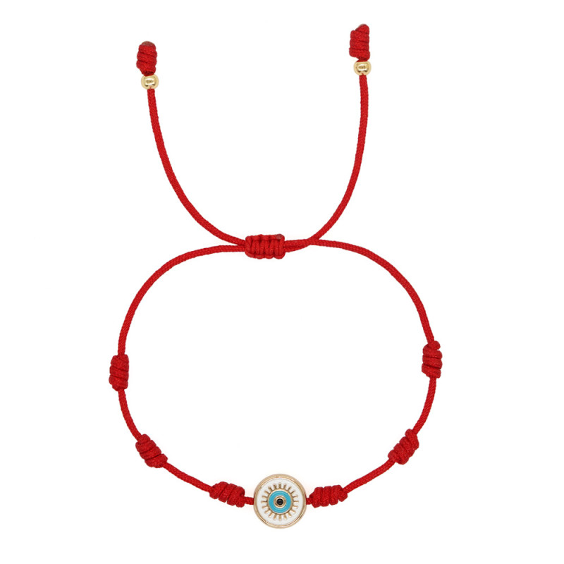 INS Same Style Red Rope Blue and White Eye Beaded Bracelet Retro Versatile Unisex Fashion Red Rope Bracelet Cross-Border