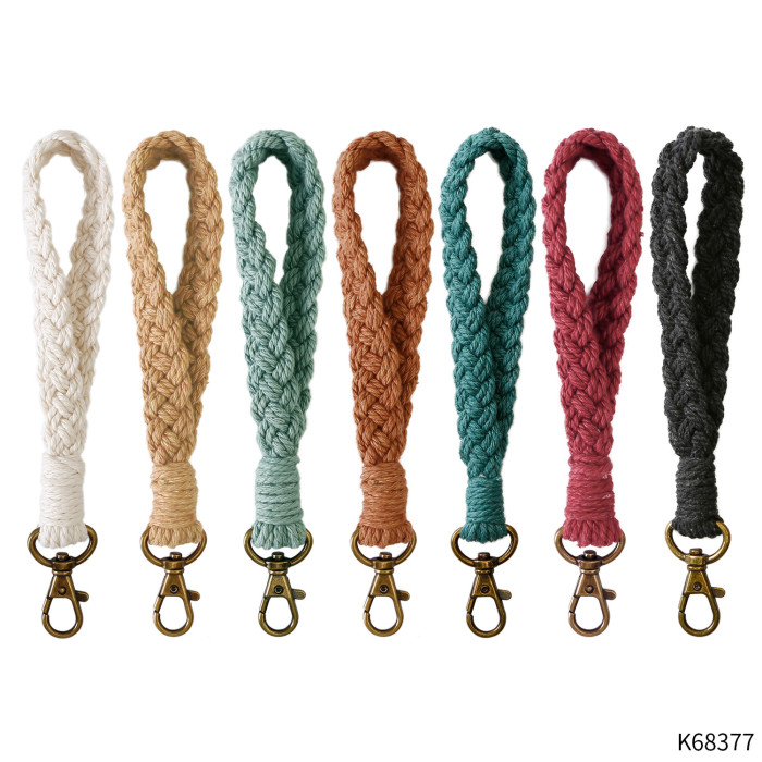 Handmade Woven Keychain Pendant Accessories Amazon DIY Cotton Rope Hanging Decoration Crochet Key Strap Hanging Rope Ornament