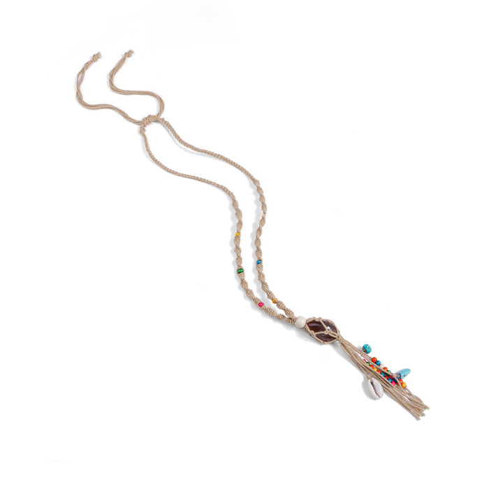 Handmade Wooden Beads Silicone Stone Neck Hanging Necklace Wrist Phone Tag INS Style Hanging Rope Pendant Natural INS...