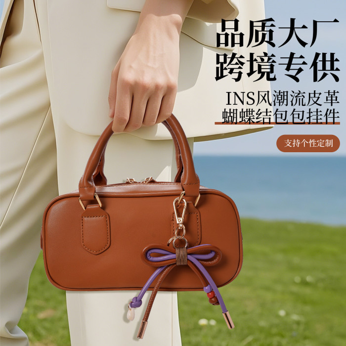 High-Quality Leather Handmade DIY Bag Charms High-End Fashion Leather Creative New Bowknot Bag Pendant, Necklaces