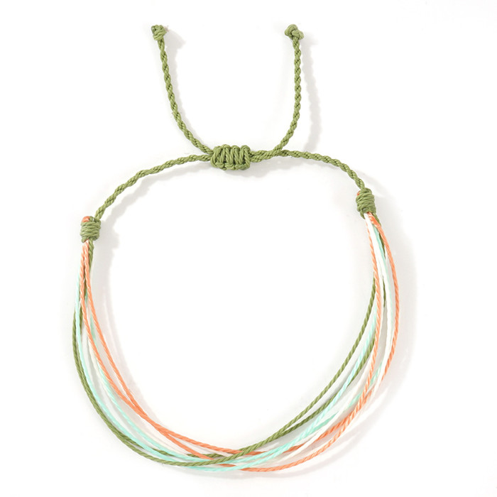 Hot-Selling 8-Circle Wax Thread Mixed Bracelet Summer Dopamine Beach Vacation Style Hand Jewelry In-Stock Wholesale B...