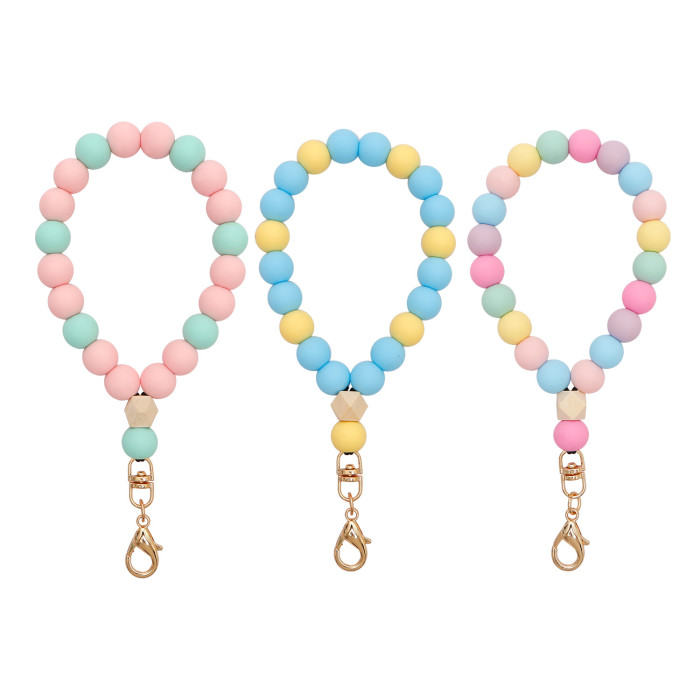 Amazon Hot-Selling Water Drop Silicone Bead Wrist Strap Simple Niche Colorful Handmade Beaded Phone Lanyard, Jewelry