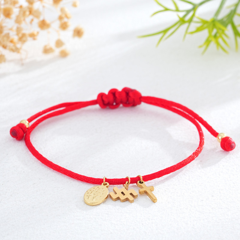 Cross-Border Hot-Selling Fashion Woven Bracelet with Cross and Virgin Mary Pattern, European and American Style Personalized Bracelet, Export Hot-Selling Wholesale
